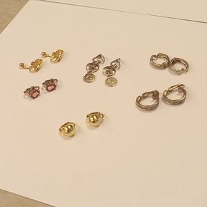 6 pairs of clip-on costume jewelry earrings